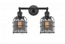  208-BK-G53-CE-LED - Bell Cage - 2 Light - 16 inch - Matte Black - Bath Vanity Light