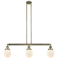  213-AB-G201-6-LED - Beacon - 3 Light - 39 inch - Antique Brass - Stem Hung - Island Light