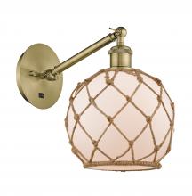  317-1W-AB-G121-8RB-LED - Farmhouse Rope - 1 Light - 8 inch - Antique Brass - Sconce