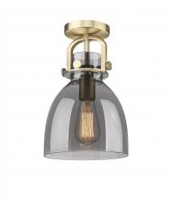  410-1F-BB-G412-8SM - Newton Bell - 1 Light - 8 inch - Brushed Brass - Flush Mount