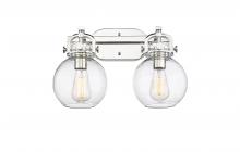  410-2W-PN-G410-7CL - Newton Sphere - 2 Light - 17 inch - Polished Nickel - Bath Vanity Light