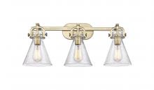  410-3W-BB-G411-7SDY - Newton Cone - 3 Light - 27 inch - Brushed Brass - Bath Vanity Light