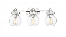  410-3W-PN-G410-7CL - Newton Sphere - 3 Light - 27 inch - Polished Nickel - Bath Vanity Light