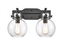  411-2W-BK-G410-7CL - Newton Sphere - 2 Light - 17 inch - Matte Black - Bath Vanity Light