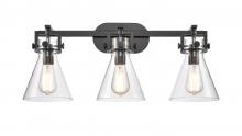  411-3W-BK-7CL-LED - Newton Cone - 3 Light - 27 inch - Matte Black - Bath Vanity Light