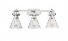  411-3W-SN-G411-7SDY - Newton Cone - 3 Light - 27 inch - Brushed Satin Nickel - Bath Vanity Light