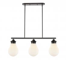  414-3I-BK-G4141-8-LED - Genesis - 3 Light - 39 inch - Matte Black - Cord hung - Island Light