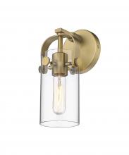  423-1W-BB-4CL-LED - Pilaster - 1 Light - 7 inch long Glass - Brushed Brass - Sconce