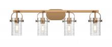  423-4W-BB-G423-7DE - Pilaster II Cylinder - 4 Light - 35 inch - Brushed Brass - Bath Vanity Light