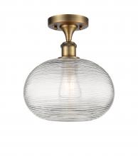  516-1C-BB-G555-10CL - Ithaca - 1 Light - 10 inch - Brushed Brass - Semi-Flush Mount