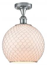  516-1C-PC-G121-10CSN-LED - Farmhouse Chicken Wire - 1 Light - 10 inch - Polished Chrome - Semi-Flush Mount