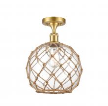  516-1C-SG-G122-10RB - Farmhouse Rope - 1 Light - 10 inch - Satin Gold - Semi-Flush Mount