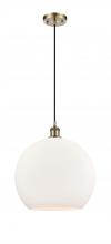  516-1P-AB-G121-14-LED - Athens - 1 Light - 14 inch - Antique Brass - Cord hung - Pendant