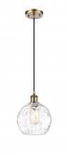  516-1P-AB-G1215-8-LED - Athens Water Glass - 1 Light - 8 inch - Antique Brass - Cord hung - Mini Pendant