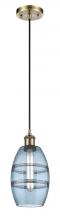  516-1P-AB-G557-6BL - Vaz - 1 Light - 6 inch - Antique Brass - Cord hung - Mini Pendant