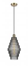  516-1P-AB-G673-8-LED - Cascade - 1 Light - 8 inch - Antique Brass - Cord hung - Mini Pendant