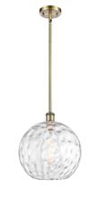  516-1S-AB-G1215-12-LED - Athens Water Glass - 1 Light - 12 inch - Antique Brass - Mini Pendant