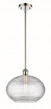  516-1S-PN-G555-12CL - Ithaca - 1 Light - 12 inch - Polished Nickel - Mini Pendant