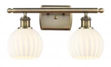  516-2W-AB-G1217-6WV - White Venetian - 2 Light - 16 inch - Antique Brass - Bath Vanity Light