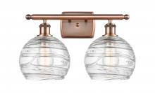  516-2W-AC-G1213-8-LED - Athens Deco Swirl - 2 Light - 18 inch - Antique Copper - Bath Vanity Light