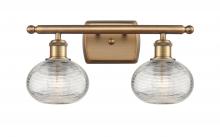  516-2W-BB-G555-6CL - Ithaca - 2 Light - 16 inch - Brushed Brass - Bath Vanity Light