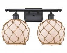  516-2W-BK-G121-8RB-LED - Farmhouse Rope - 2 Light - 18 inch - Matte Black - Bath Vanity Light