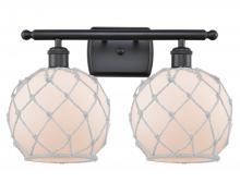  516-2W-BK-G121-8RW-LED - Farmhouse Rope - 2 Light - 18 inch - Matte Black - Bath Vanity Light