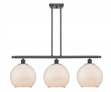  516-3I-BK-G121-10CSN-LED - Farmhouse Chicken Wire - 3 Light - 37 inch - Matte Black - Cord hung - Island Light