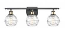  516-3W-BAB-G1213-6-LED - Athens Deco Swirl - 3 Light - 26 inch - Black Antique Brass - Bath Vanity Light