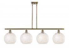  516-4I-AB-G1216-10WM - White Mouchette - 4 Light - 48 inch - Antique Brass - Stem Hung - Island Light