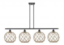  516-4I-BK-G122-10RB-LED - Farmhouse Rope - 4 Light - 48 inch - Matte Black - Cord hung - Island Light