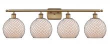  516-4W-BB-G121-8CBK - Farmhouse Chicken Wire 4 Light Bath Vanity Light