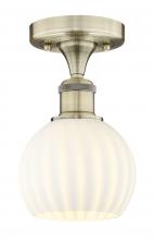  616-1F-AB-G1217-6WV - White Venetian - 1 Light - 6 inch - Antique Brass - Semi-Flush Mount