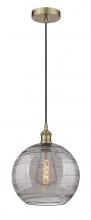  616-1P-AB-G1213-12SM - Athens Deco Swirl - 1 Light - 12 inch - Antique Brass - Cord hung - Mini Pendant