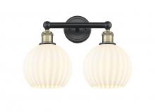  616-2W-BAB-G1217-8WV - White Venetian - 2 Light - 17 inch - Black Antique Brass - Bath Vanity Light