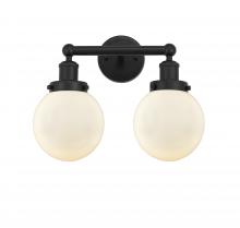  616-2W-BK-G201-6 - Beacon - 2 Light - 15 inch - Matte Black - Bath Vanity Light