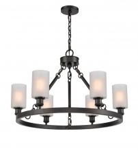  830-BK-G801-LED - Clymer - 6 Light - 30 inch - Matte Black - Chain Hung - Chandelier