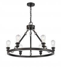  830-BK-LED - Saloon - 6 Light - 30 inch - Matte Black - Chain Hung - Chandelier