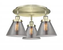  916-3C-AB-G43 - Cone - 3 Light - 20 inch - Antique Brass - Flush Mount