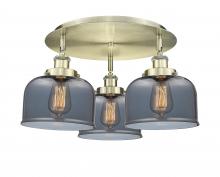  916-3C-AB-G73 - Cone - 3 Light - 20 inch - Antique Brass - Flush Mount