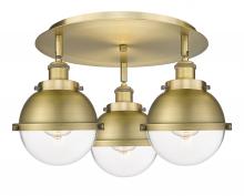  916-3C-BB-HFS-62-BB - Ballston Urban - 3 Light - 19 inch - Brushed Brass - Flush Mount