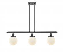  916-3I-BK-G201-6-LED - Beacon - 3 Light - 36 inch - Matte Black - Stem Hung - Island Light