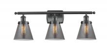  916-3W-BK-G63-LED - Cone - 3 Light - 26 inch - Matte Black - Bath Vanity Light