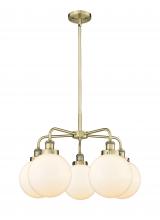  916-5CR-AB-G201-8 - Beacon - 5 Light - 27 inch - Antique Brass - Chandelier