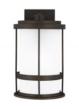  8690901-71 - Wilburn modern 1-light outdoor exterior medium wall lantern sconce in antique bronze finish with sat