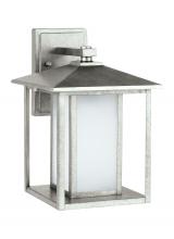  89031-57 - Hunnington contemporary 1-light outdoor exterior medium wall lantern in weathered pewter grey finish