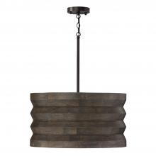  354041EB - 1-Light Pendant in Matte Black and Handcrafted Mango Wood in Espresso Stain