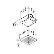  689 - Ceiling/Wall Mount Fan, White Plastic Grille, 60 CFM.