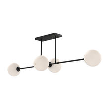  LP549448MBOP - Cassia 48-in Matte Black/Opal Matte Glass 4 Lights Linear Pendant