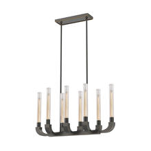  LP316008UBCR - FLUTE 8 LIGHT LINEAR PENDANT URBAN BRONZE CLEAR RIBBED GLASS